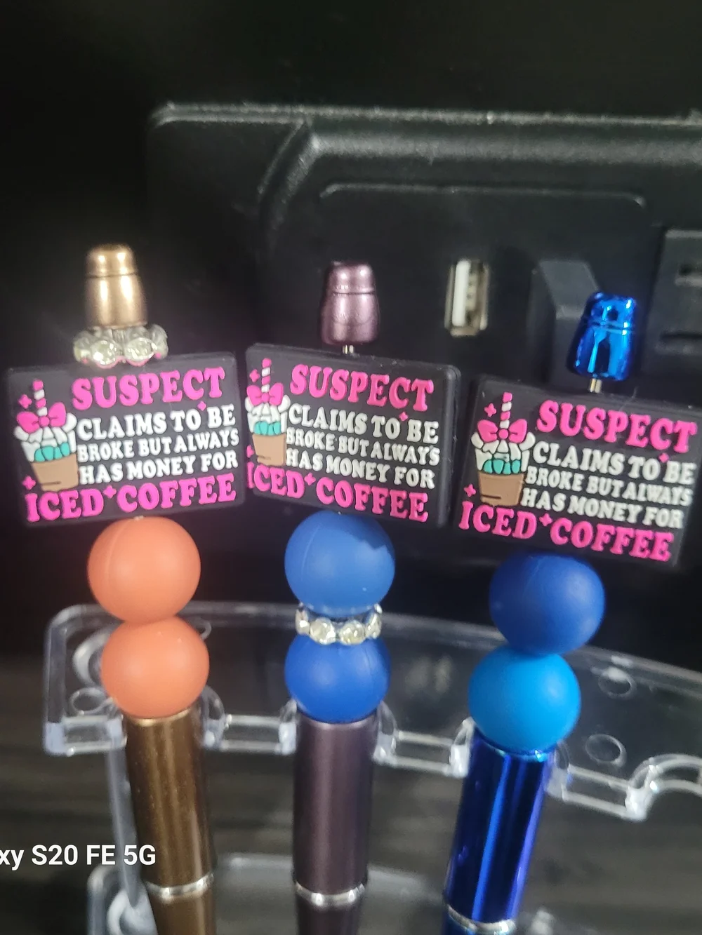 Handmade Iced Coffee Beaded Pens